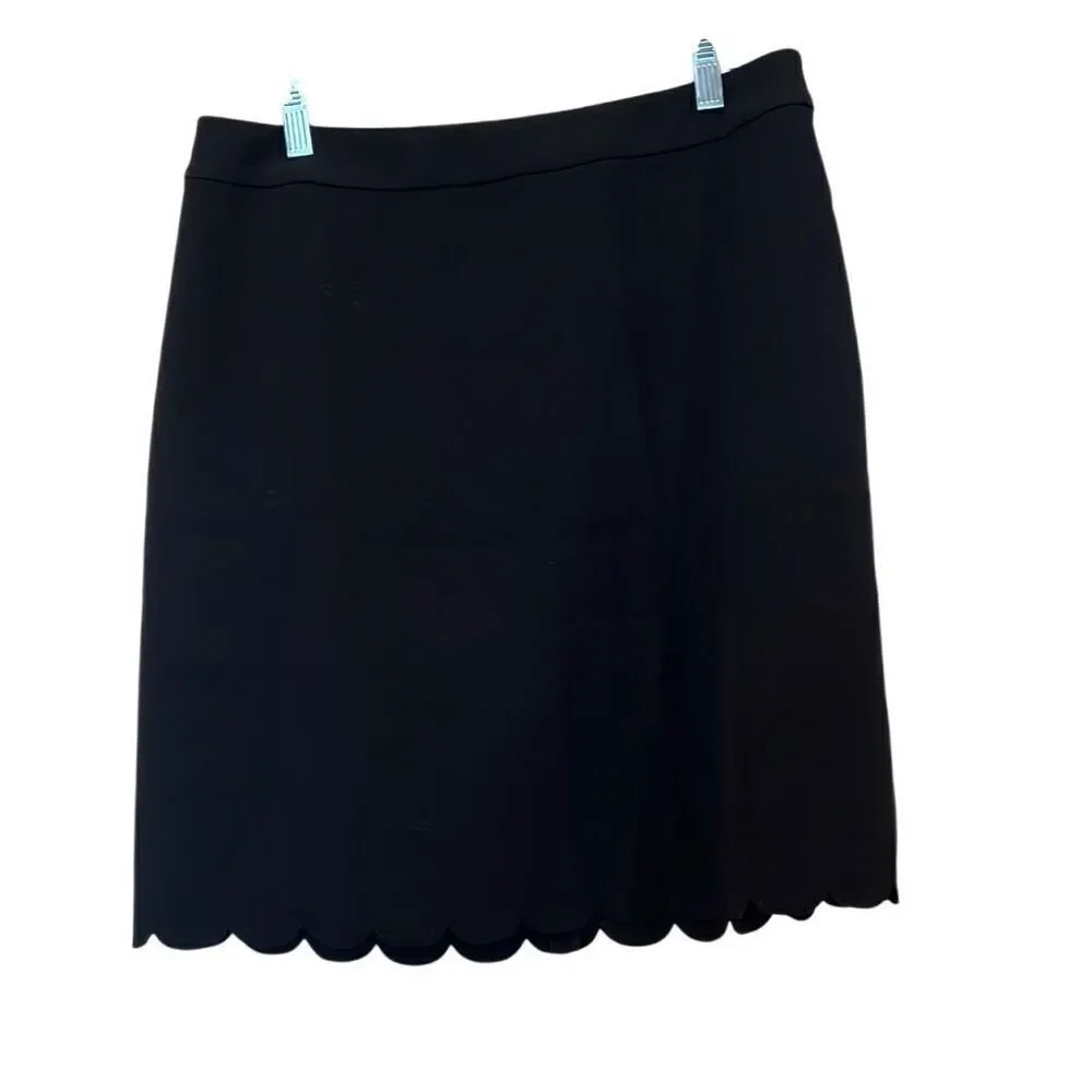 Maison Jules Black Scalloped hem Straight Skirt Sz.8 NWT